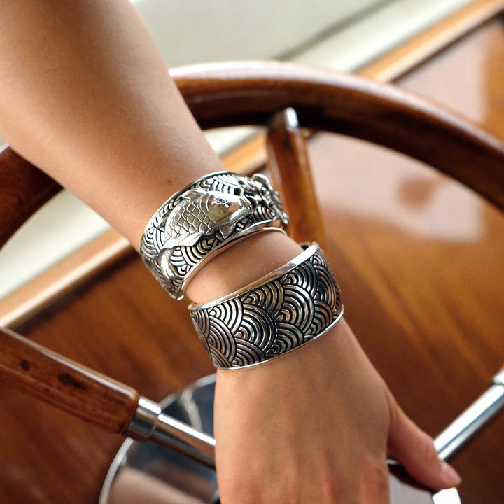 Koi Cuff Bracelet in Sterling Silver