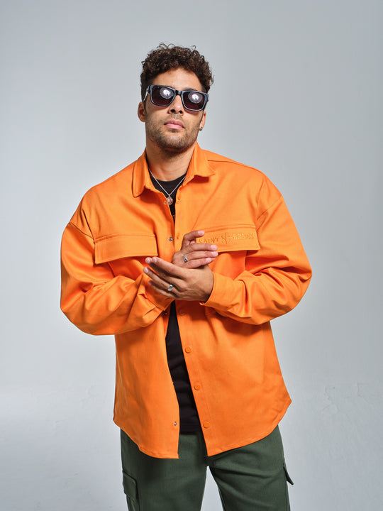 Cargo Overshirt in Vibrant Orange