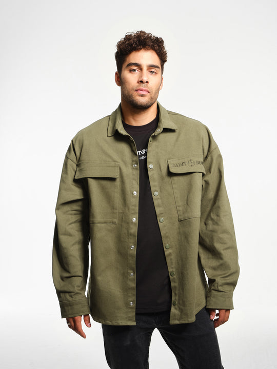 Cargo Overshirt in Moss Green