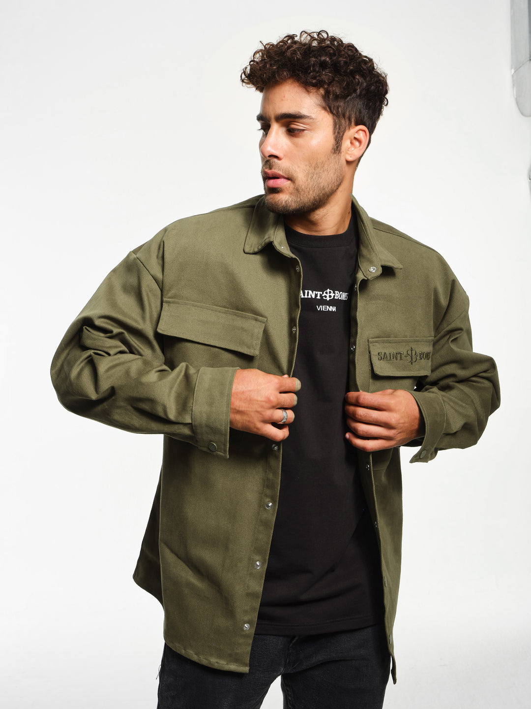 Cargo Overshirt in Moss Green