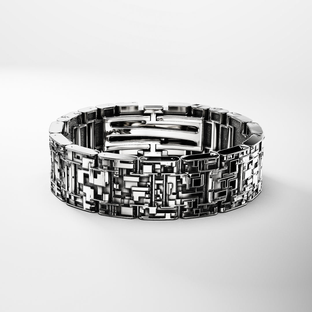 Pixel Signature Bracelet in Sterling Silver