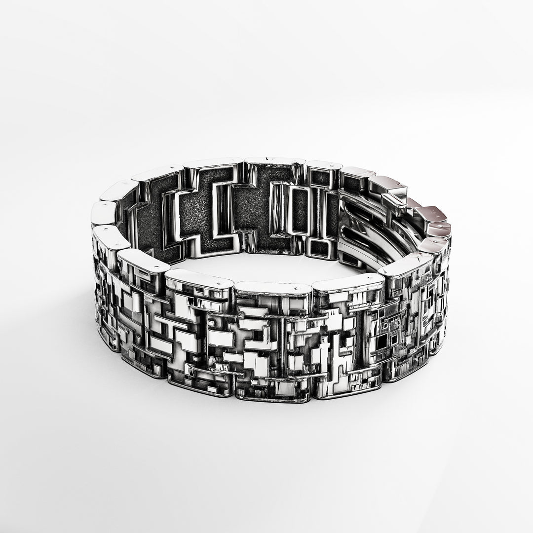Pixel Signature Bracelet in Sterling Silver