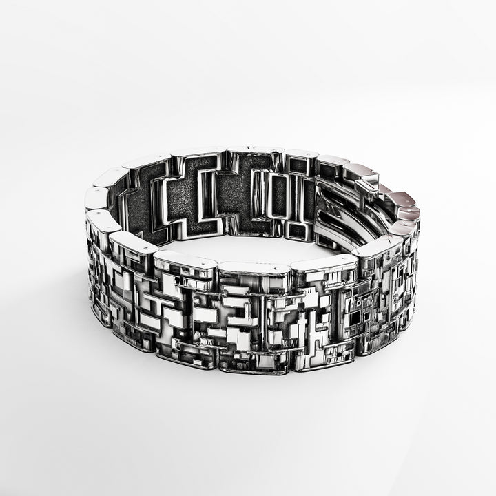Pixel Signature Bracelet in Sterling Silver