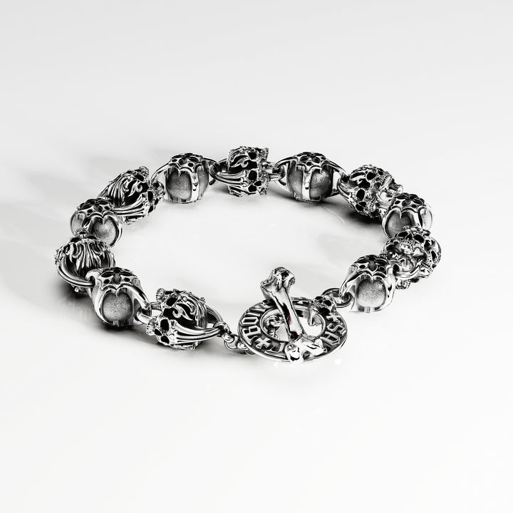 Skull Deco Bracelet in Sterling Silver