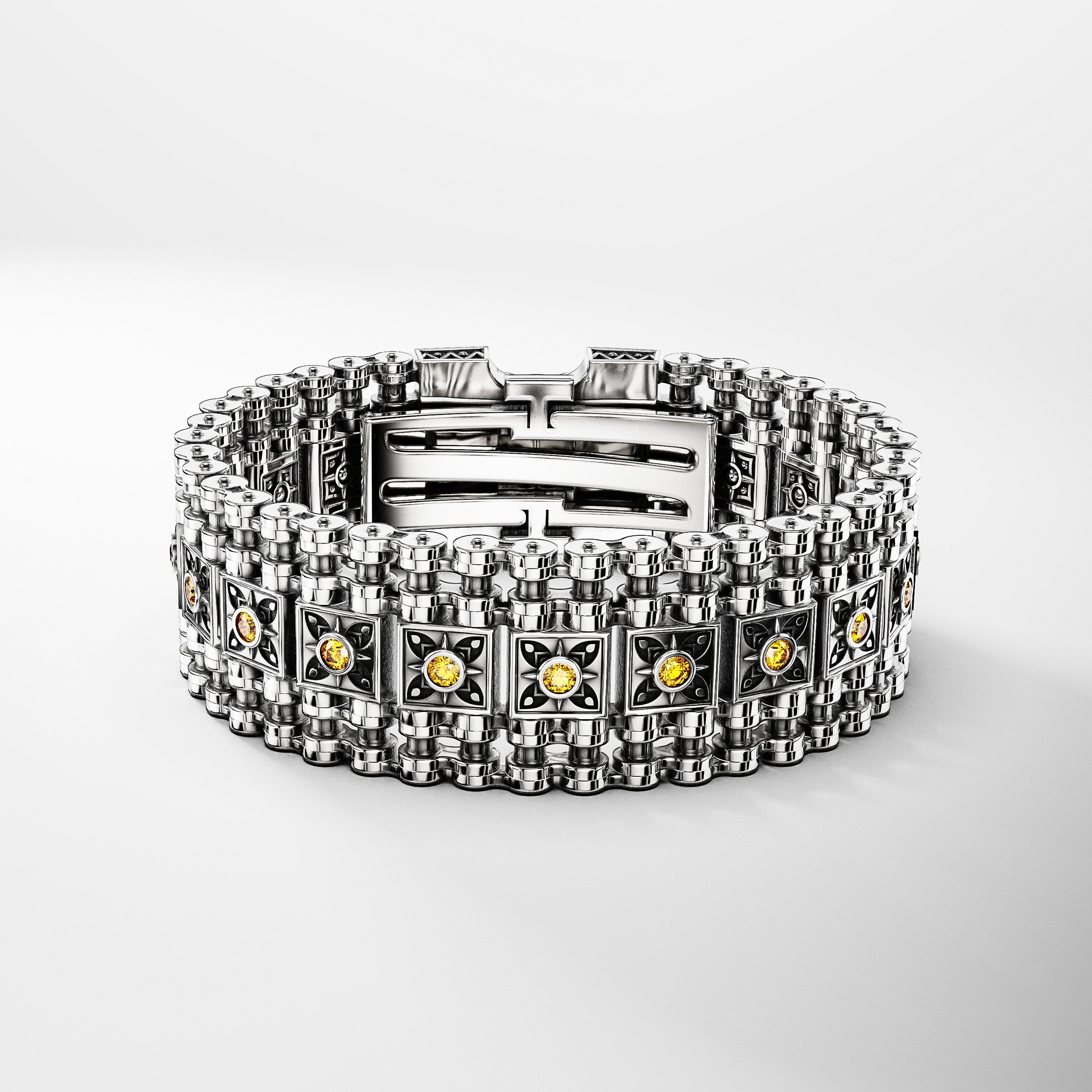 Braided Chain Bracelet with Black Sapphire