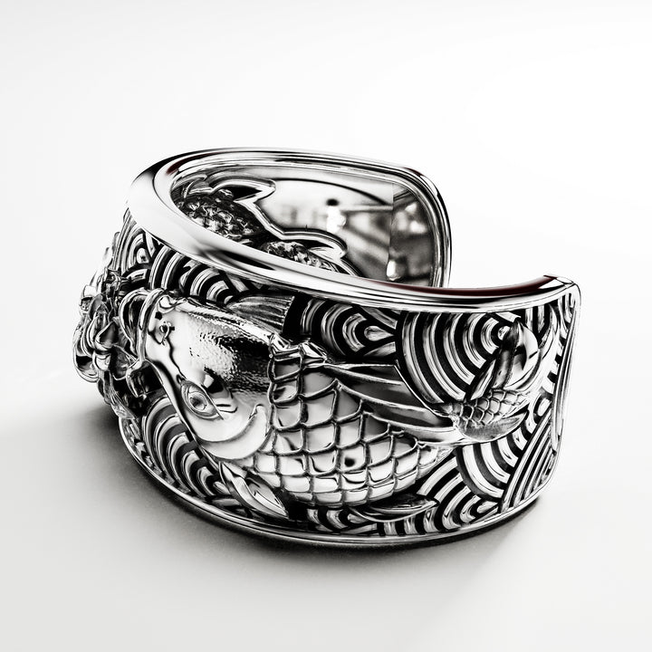 Koi Cuff Bracelet in Sterling Silver