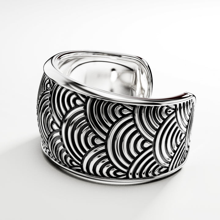 Kanagawa XL Cuff Bracelet in Sterling Silver