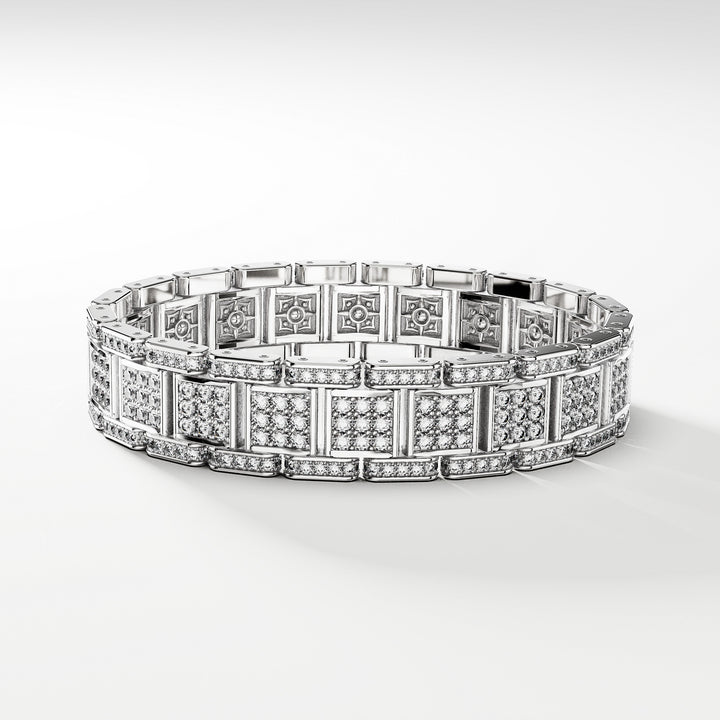 SB Signature Bracelet in 18k Gold with Pave Diamonds