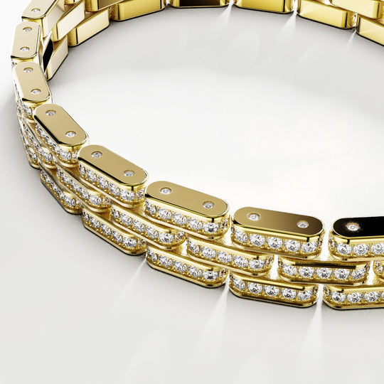 SB Signature Bracelet in 18k Gold Full Pave Diamonds