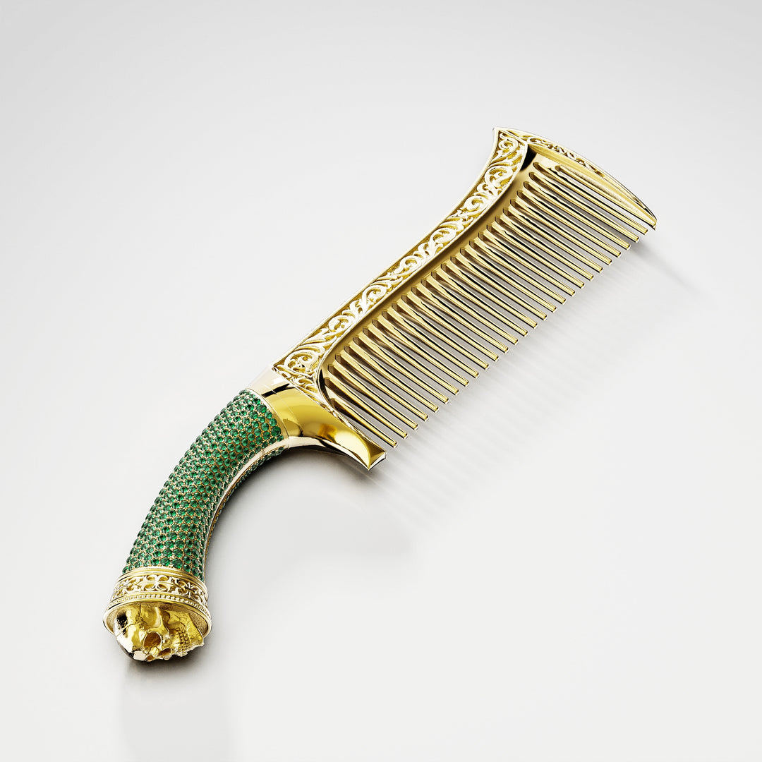 Vixere Emerald Comb in 18k Yellow Gold