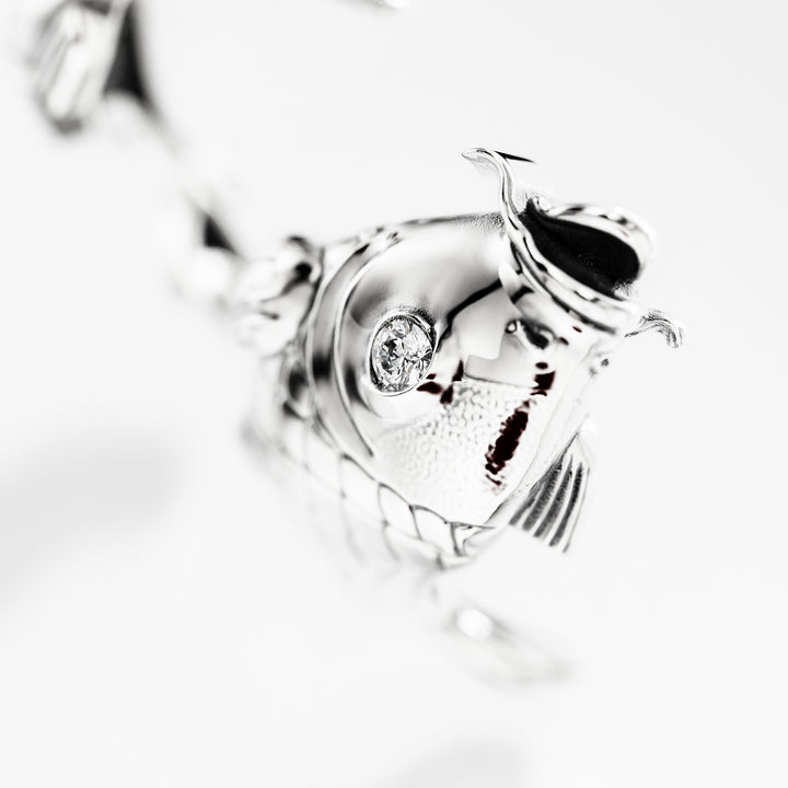 Koi Earrings with Diamonds in Sterling Silver