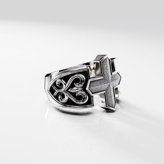 Noble Cross Signet Ring in Sterling Silver