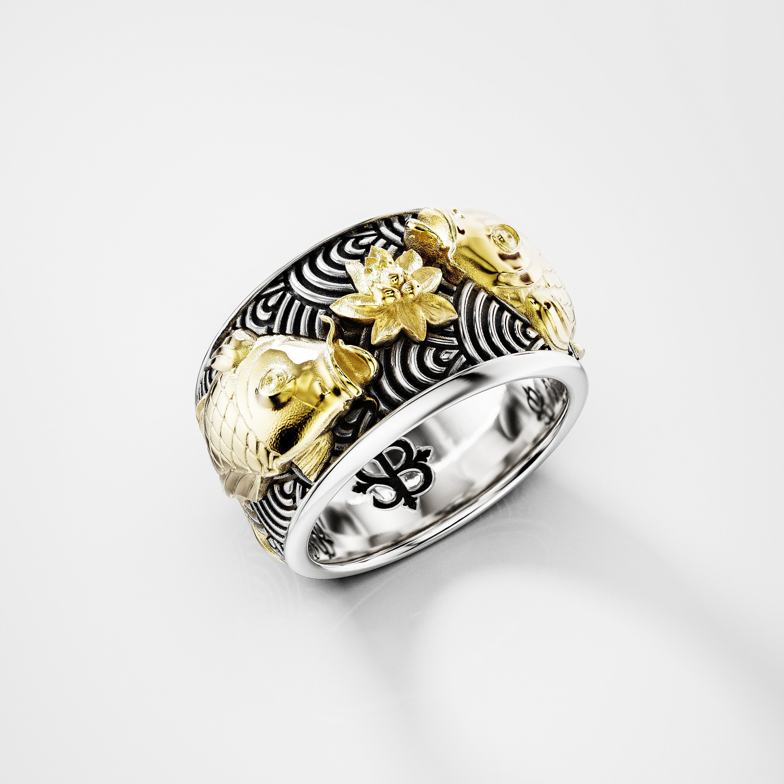 Koi Ring in Sterling Silver & 14k Gold