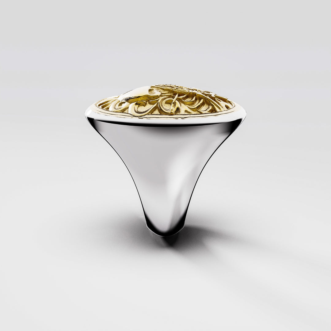 Saint Bones Signet Ring in Sterling Silver & 18k Gold