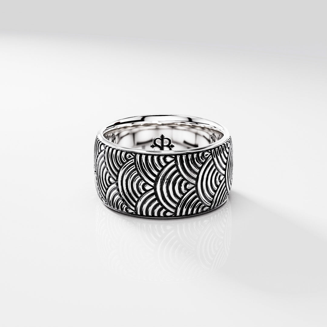 Kanagawa Wide Band Ring in Sterling Silver