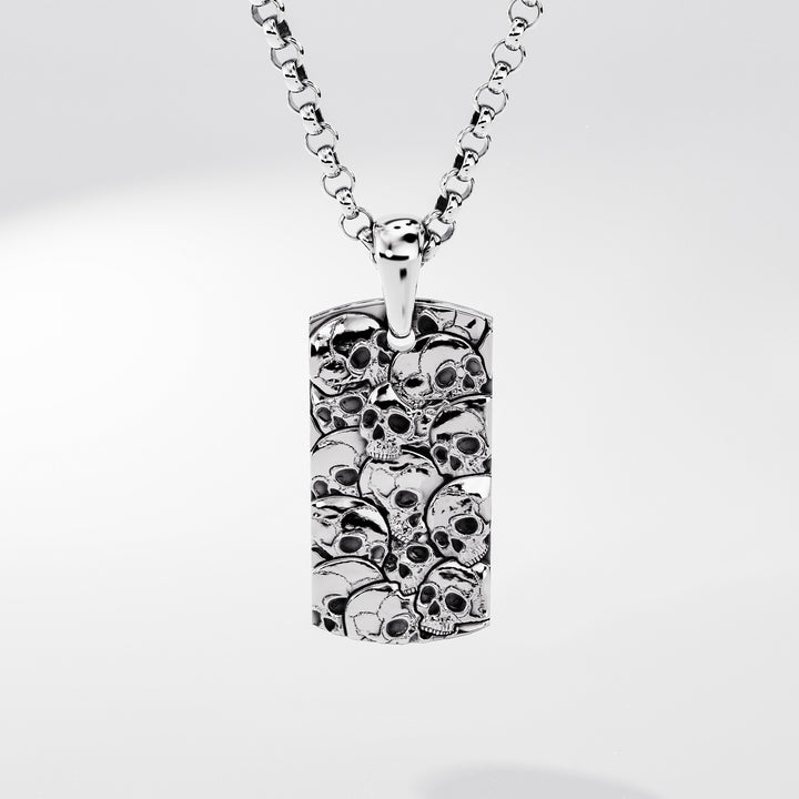 Skull Deco Tag in Sterling Silver