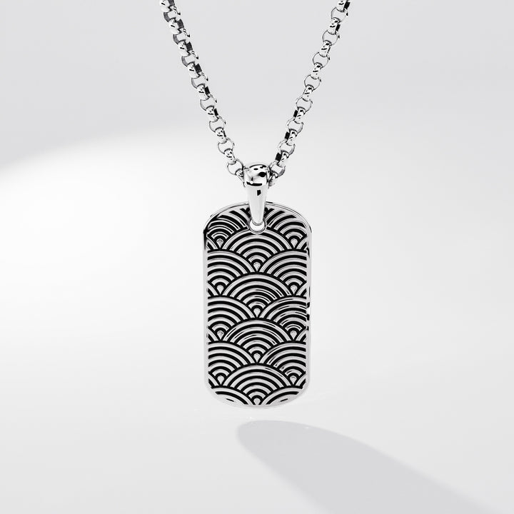 Kanagawa Tag in Sterling Silver