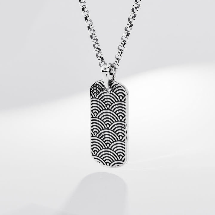 Kanagawa Tag in Sterling Silver