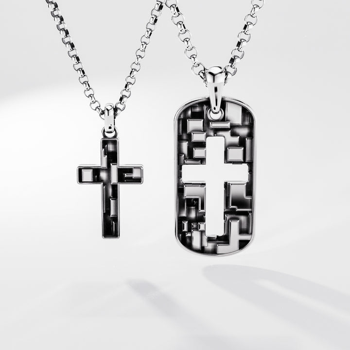 Pixel Couple's Pendant & Tag in Sterling Silver
