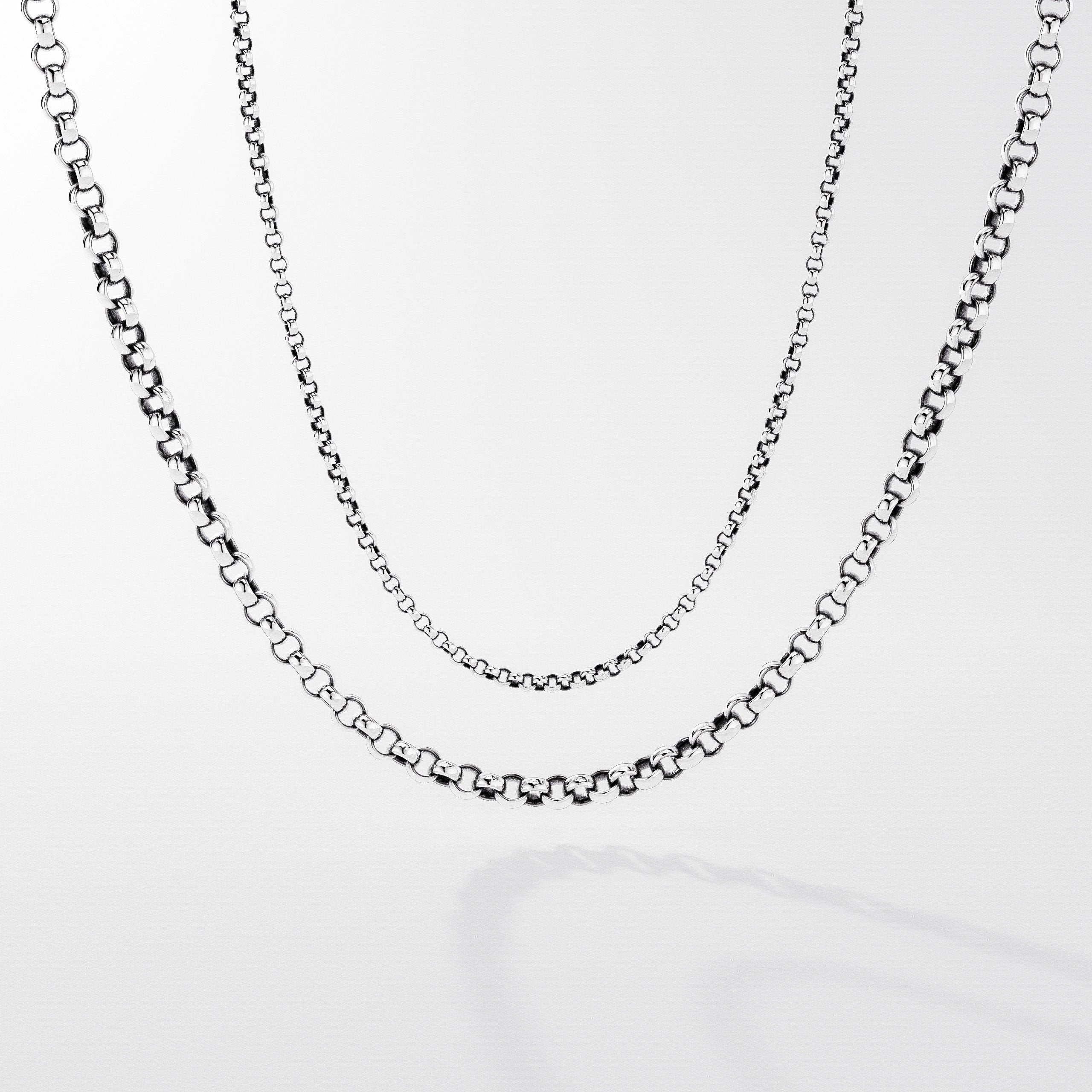 【COOR】 Silver Rolo Chain Necklace / 追跡付 Rolo Link Toggle-Clasp Necklace, Sterling Silver. For Sale