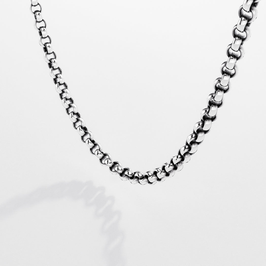 Rollo Chain Necklace in Sterling Silver, 3.4 mm