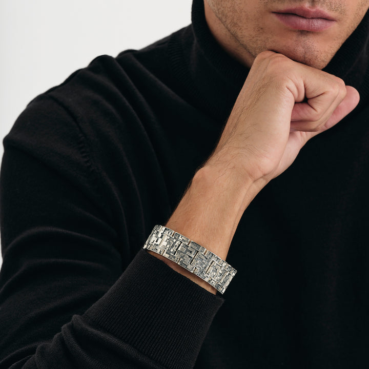 Pixel Signature Bracelet in Sterling Silver