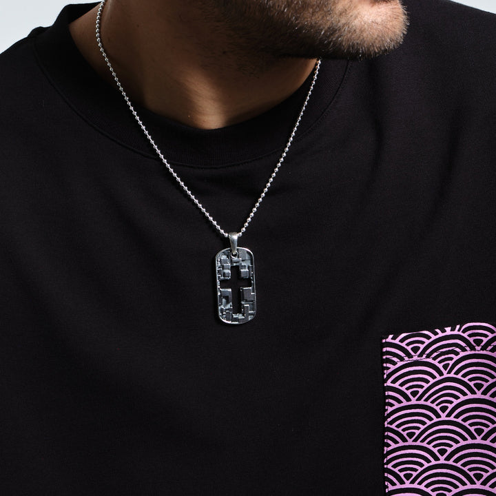 PIxel Cross Tag in Sterling Silver