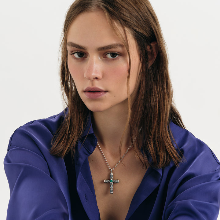 Leger Cross Pendant 45 mm in Sterling Silver
